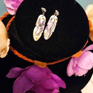 Earrings Southwestern Handpainted Carved Funny Donkey Face Butt Sunflowers